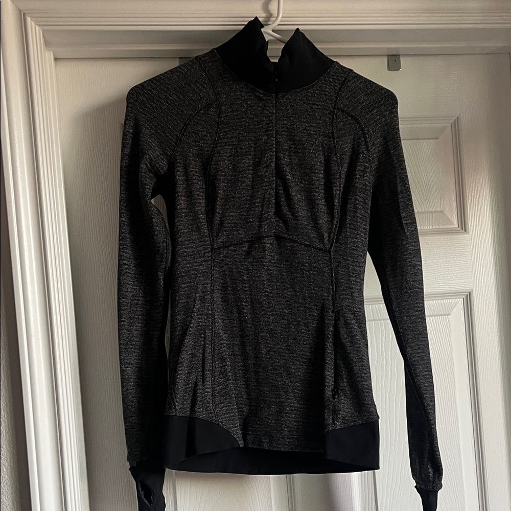 lululemon athletica Black Heathered Long Sleeve Zip Jacket